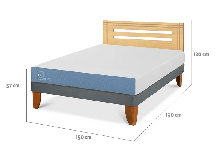 JUEGO DE DORMITORIO CIC CAMA EUROPEA EXCELLENCE BN 2 PLAZAS + RESPALDO MUNICH MOSTAZA - 3
