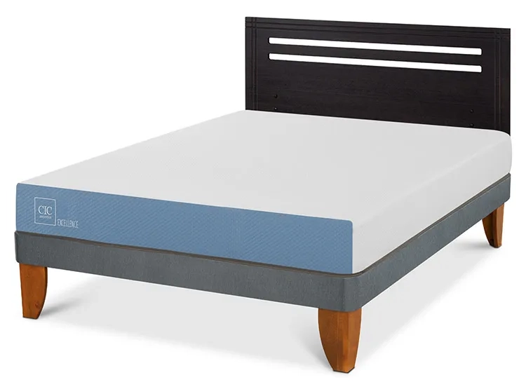 JUEGO DE DORMITORIO CIC CAMA EUROPEA EXCELLENCE BN 2 PLAZAS + RESPALDO MUNICH NEGRO - 2