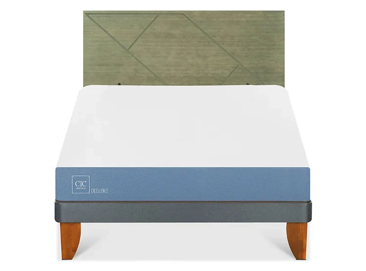 JUEGO DE DORMITORIO CIC CAMA EUROPEA EXCELLENCE BN 2 PLAZAS + RESPALDO VILLARRICA OLIVO - 1