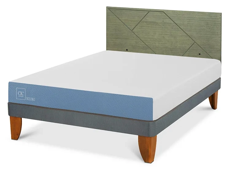 JUEGO DE DORMITORIO CIC CAMA EUROPEA EXCELLENCE BN 2 PLAZAS + RESPALDO VILLARRICA OLIVO - 2