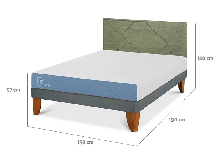 JUEGO DE DORMITORIO CIC CAMA EUROPEA EXCELLENCE BN 2 PLAZAS + RESPALDO VILLARRICA OLIVO - 3