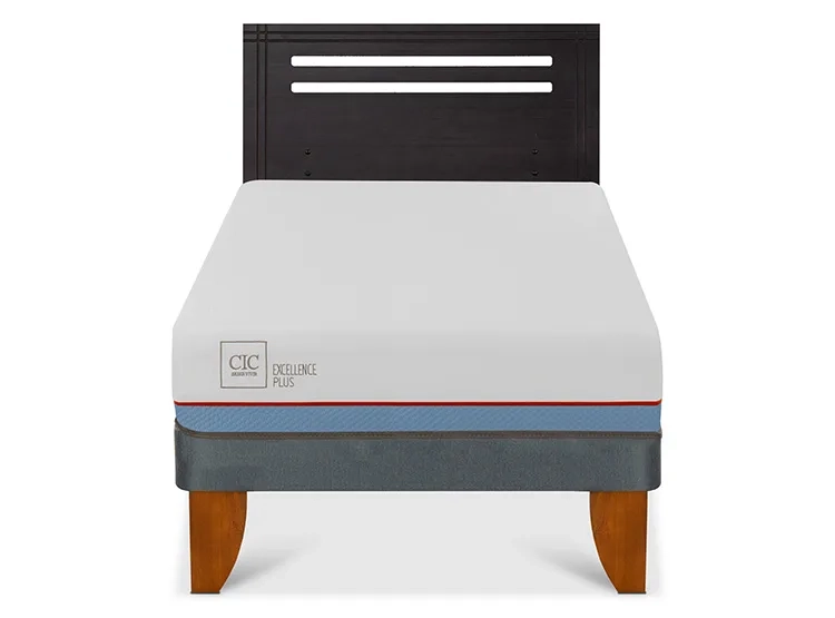JUEGO DE DORMITORIO CIC CAMA EUROPEA EXCELLENCE PLUS 1.5 PLAZAS + RESPALDO MUNICH NEGRO - 1