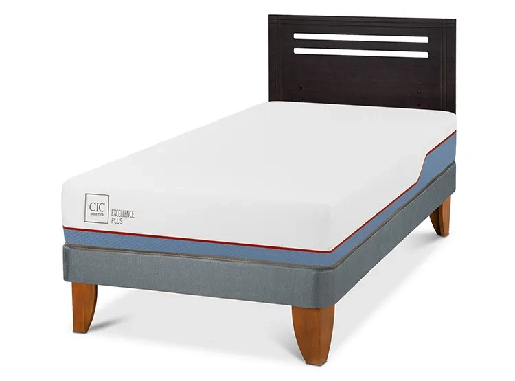 JUEGO DE DORMITORIO CIC CAMA EUROPEA EXCELLENCE PLUS 1.5 PLAZAS + RESPALDO MUNICH NEGRO - 2