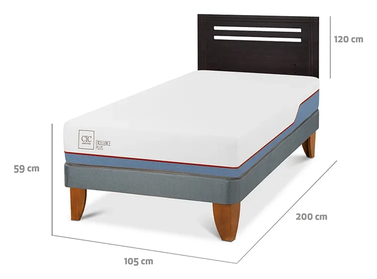 JUEGO DE DORMITORIO CIC CAMA EUROPEA EXCELLENCE PLUS 1.5 PLAZAS + RESPALDO MUNICH NEGRO - 3