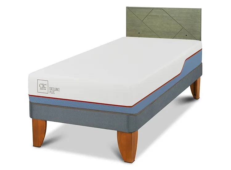 JUEGO DE DORMITORIO CIC CAMA EUROPEA EXCELLENCE PLUS 1.5 PLAZAS + RESPALDO VILLARRICA OLIVO - 2