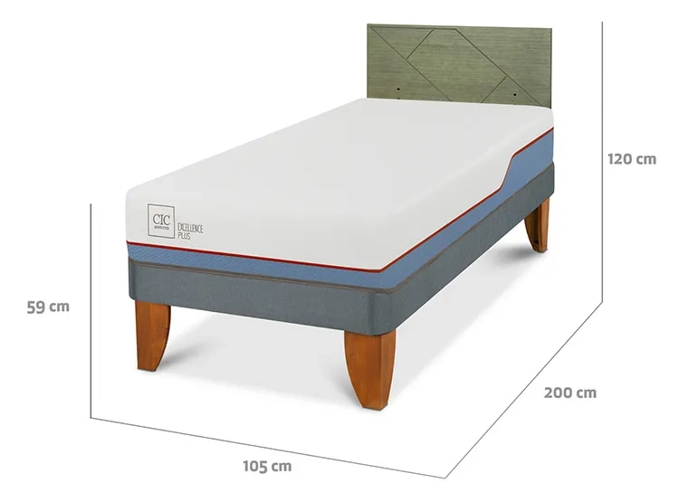 JUEGO DE DORMITORIO CIC CAMA EUROPEA EXCELLENCE PLUS 1.5 PLAZAS + RESPALDO VILLARRICA OLIVO - 3