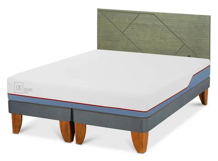 JUEGO DE DORMITORIO CIC CAMA EUROPEA EXCELLENCE PLUS BD 2 PLAZAS + RESPALDO VILLARRICA OLIVO - 2