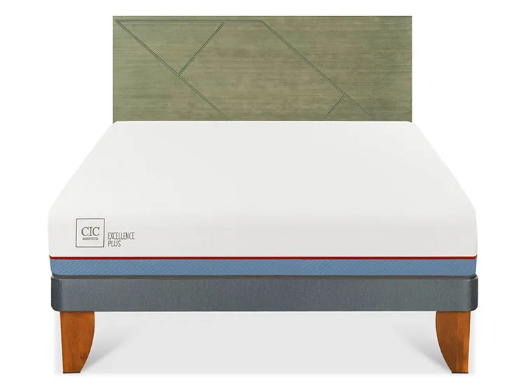 JUEGO DE DORMITORIO CIC CAMA EUROPEA EXCELLENCE PLUS BN 2 PLAZAS + RESPALDO VILLARRICA OLIVO - 1