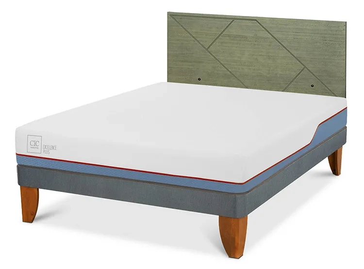 JUEGO DE DORMITORIO CIC CAMA EUROPEA EXCELLENCE PLUS BN 2 PLAZAS + RESPALDO VILLARRICA OLIVO - 2