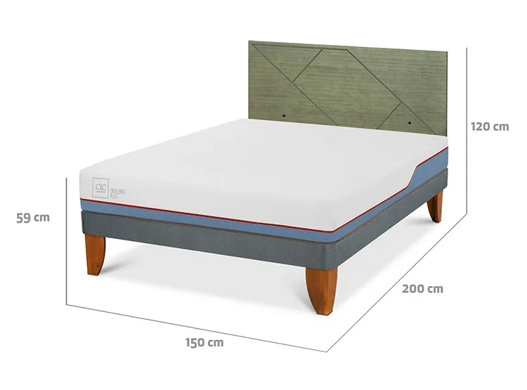 JUEGO DE DORMITORIO CIC CAMA EUROPEA EXCELLENCE PLUS BN 2 PLAZAS + RESPALDO VILLARRICA OLIVO - 3