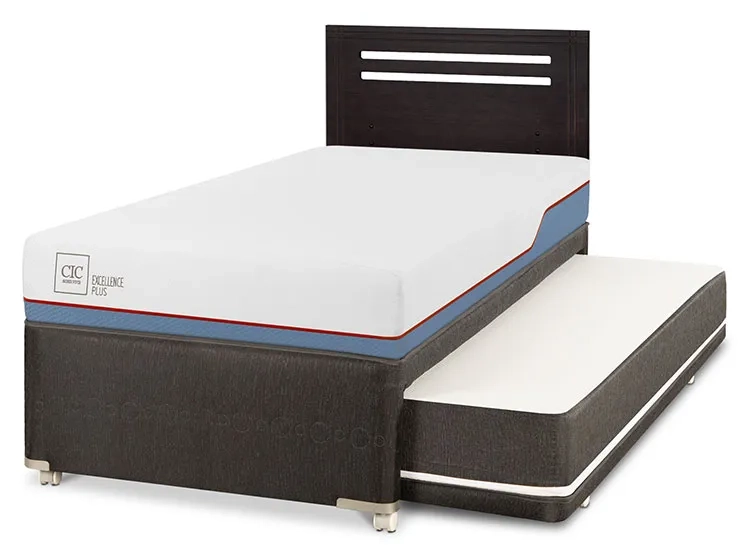 JUEGO DE DORMITORIO CIC CAMA DIVAN EXCELLENCE PLUS 1.5 PLAZAS NEGRO + RESPALDO MUNICH - 2