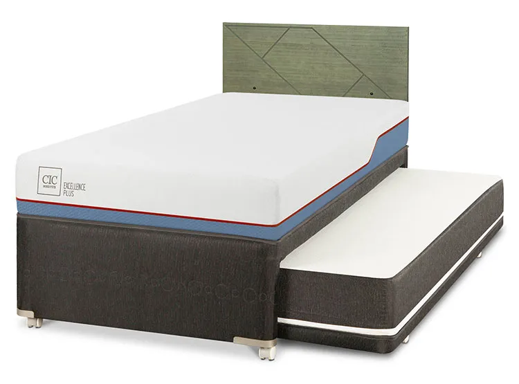 JUEGO DE DORMITORIO CIC CAMA DIVAN EXCELLENCE PLUS 1.5 PLAZAS NEGRO + RESPALDO VILLARRICA OLIVO - 2