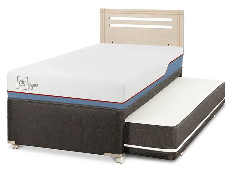 JUEGO DE DORMITORIO CIC CAMA DIVAN EXCELLENCE PLUS 1.5 PLAZAS NEGRO + RESPALDO MUNICH ALPINO - 2