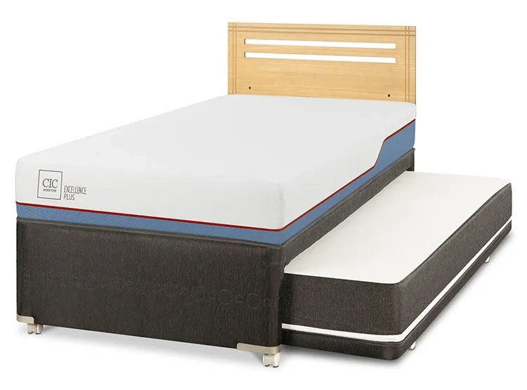 JUEGO DE DORMITORIO CIC CAMA DIVAN EXCELLENCE PLUS 1.5 PLAZAS NEGRO + RESPALDO MUNICH MOSTAZA - 2