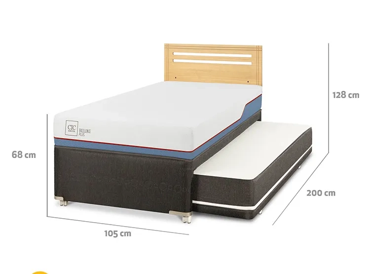 JUEGO DE DORMITORIO CIC CAMA DIVAN EXCELLENCE PLUS 1.5 PLAZAS NEGRO + RESPALDO MUNICH MOSTAZA - 3