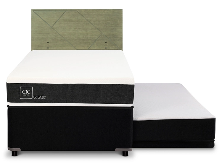 JUEGO DE DORMITORIO CIC CAMA DIVAN ORTOPEDIC 1.5 PLAZAS NEGRO + RESPALDO VILLARRICA OLIVO - 1