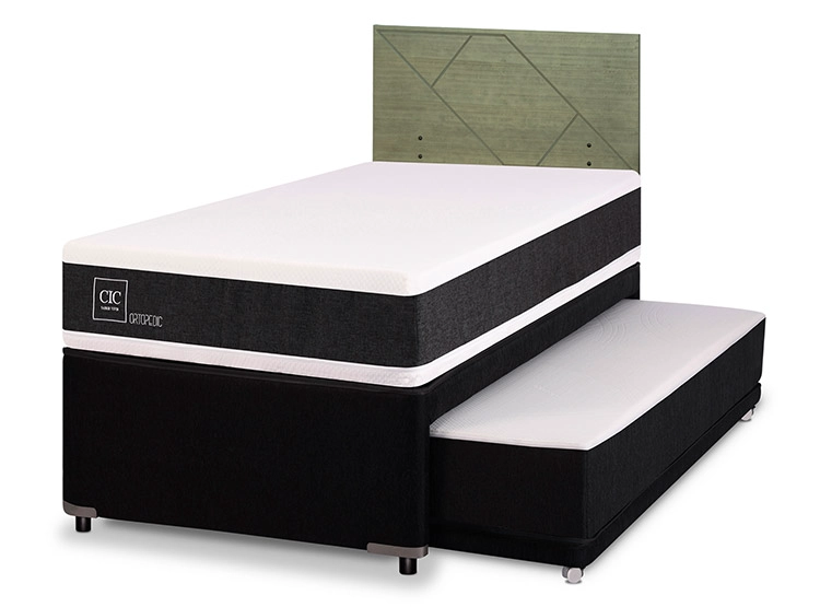 JUEGO DE DORMITORIO CIC CAMA DIVAN ORTOPEDIC 1.5 PLAZAS NEGRO + RESPALDO VILLARRICA OLIVO - 2