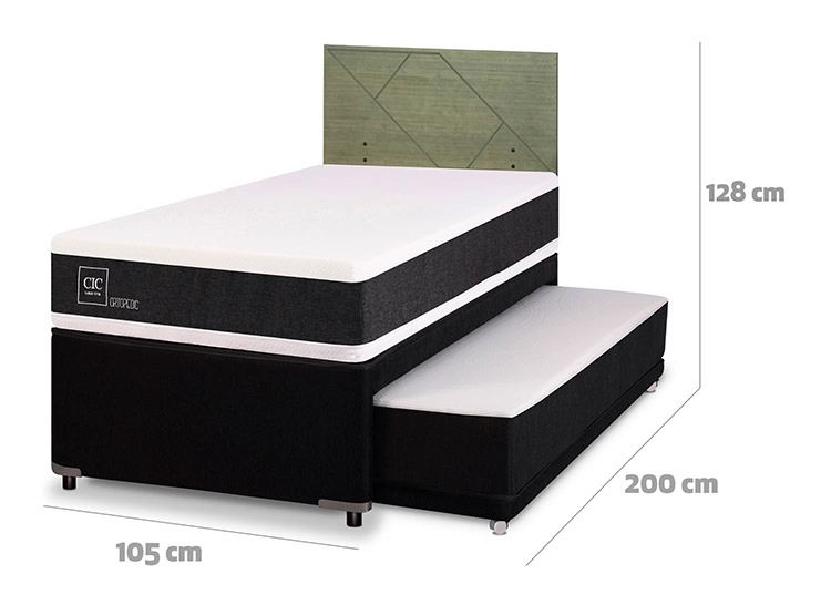 JUEGO DE DORMITORIO CIC CAMA DIVAN ORTOPEDIC 1.5 PLAZAS NEGRO + RESPALDO VILLARRICA OLIVO - 3