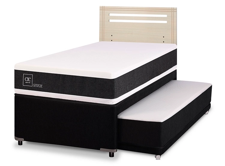 JUEGO DE DORMITORIO CIC CAMA DIVAN ORTOPEDIC 1.5 PLAZAS NEGRO + RESPALDO MUNICH ALPINO - 2