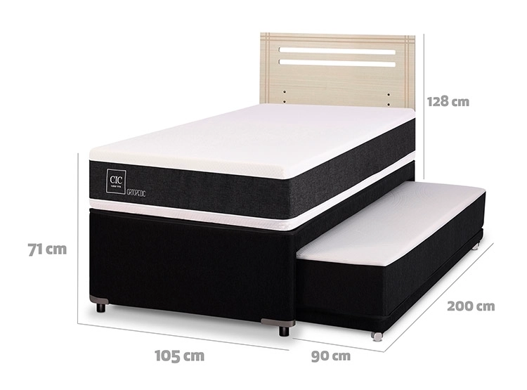 JUEGO DE DORMITORIO CIC CAMA DIVAN ORTOPEDIC 1.5 PLAZAS NEGRO + RESPALDO MUNICH ALPINO - 3