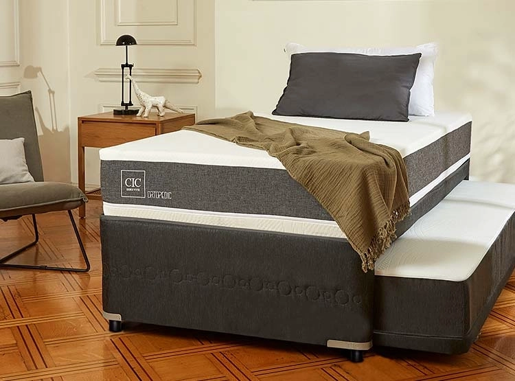JUEGO DE DORMITORIO CIC CAMA DIVAN ORTOPEDIC 1.5 PLAZAS NEGRO + RESPALDO MUNICH ALPINO - 7