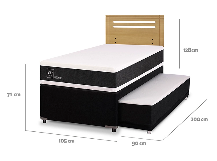 JUEGO DE DORMITORIO CIC CAMA DIVAN ORTOPEDIC 1.5 PLAZAS NEGRO + RESPALDO MUNICH MOSTAZA - 3