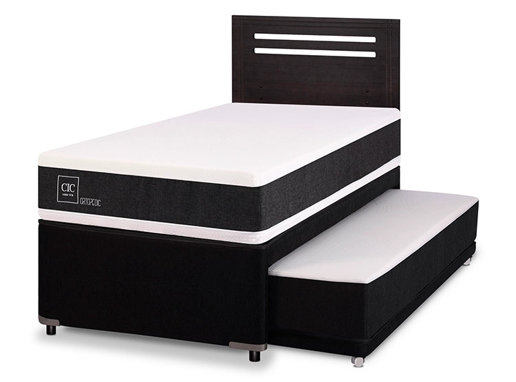 JUEGO DE DORMITORIO CIC CAMA DIVAN ORTOPEDIC 1.5 PLAZAS NEGRO + RESPALDO MUNICH - 2