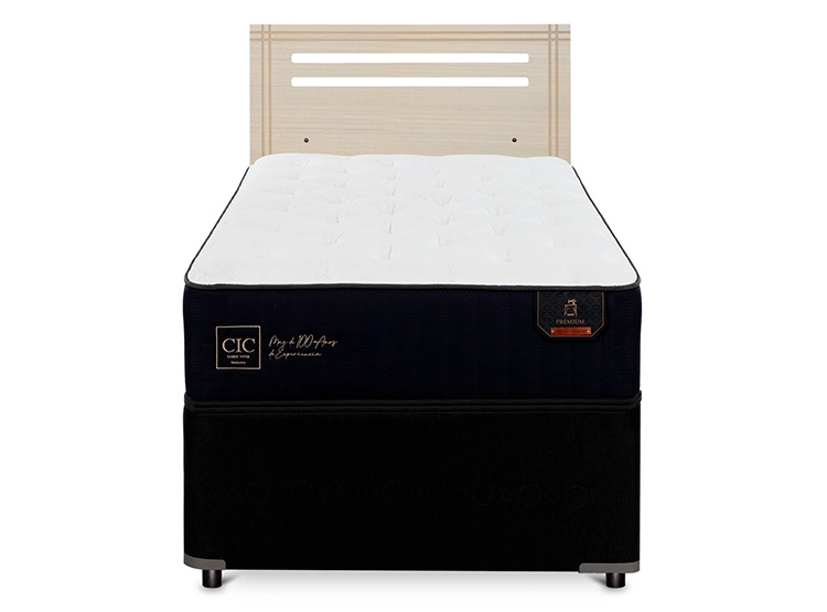 JUEGO DE DORMITORIO CIC CAMA DIVAN PREMIUM 1.5 PLAZAS NEGRO + RESPALDO MUNICH ALPINO - 1