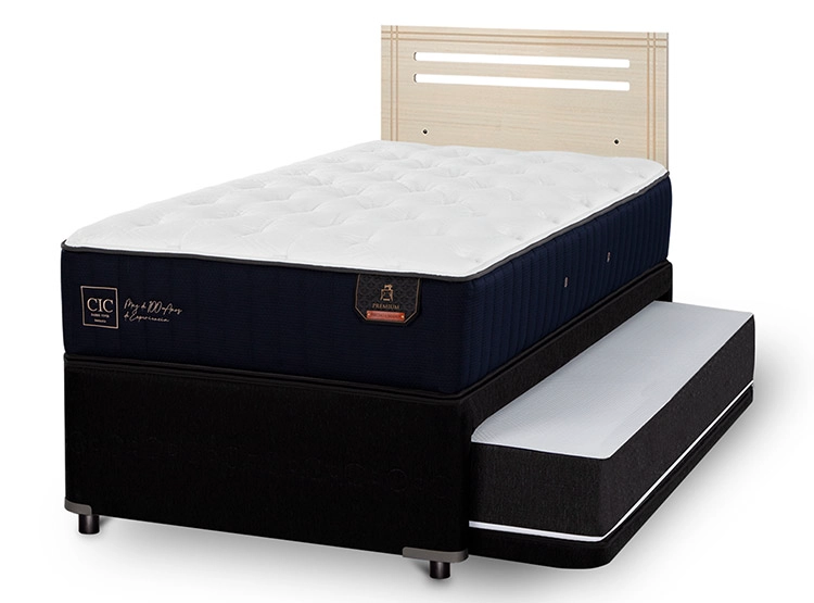 JUEGO DE DORMITORIO CIC CAMA DIVAN PREMIUM 1.5 PLAZAS NEGRO + RESPALDO MUNICH ALPINO - 2