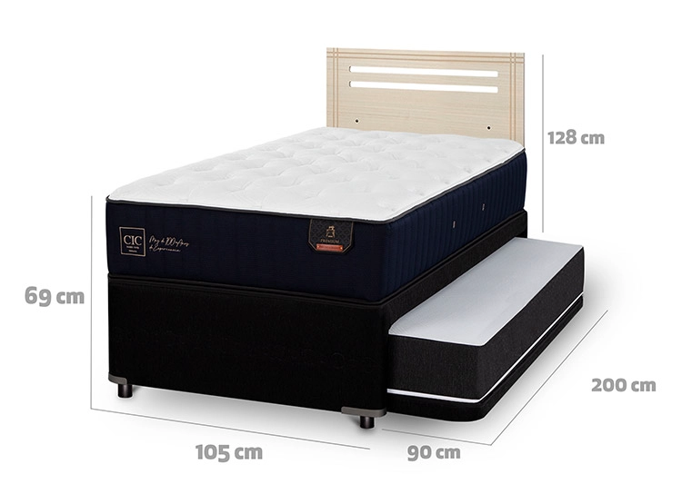 JUEGO DE DORMITORIO CIC CAMA DIVAN PREMIUM 1.5 PLAZAS NEGRO + RESPALDO MUNICH ALPINO - 3