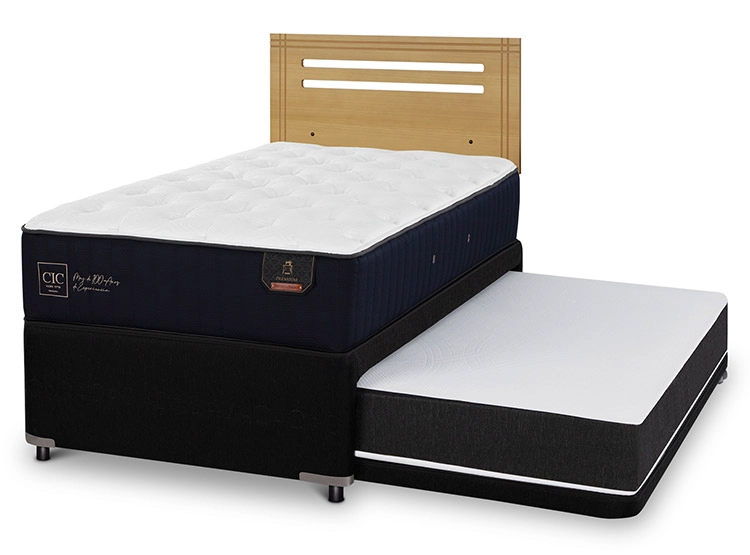 JUEGO DE DORMITORIO CIC CAMA DIVAN PREMIUM 1.5 PLAZAS NEGRO + RESPALDO MUNICH MOSTAZA - 2