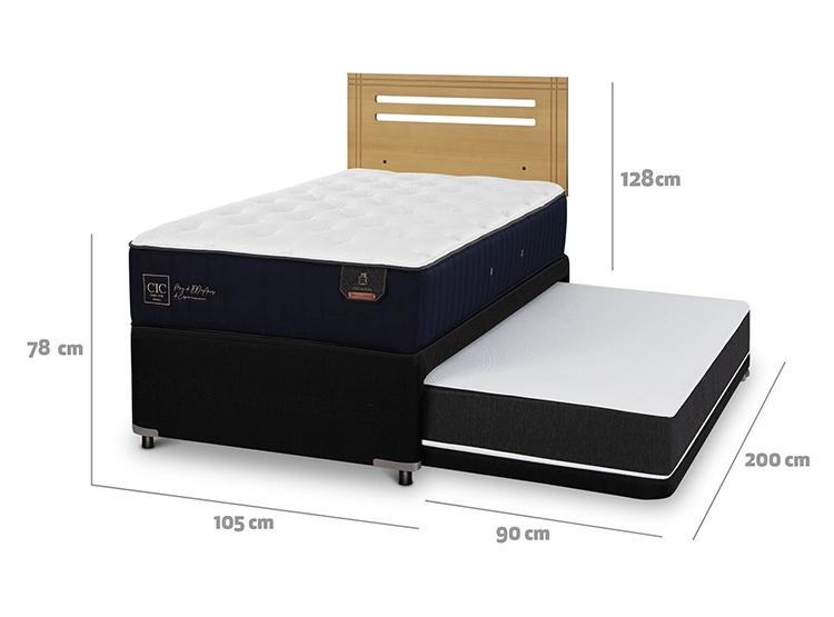 JUEGO DE DORMITORIO CIC CAMA DIVAN PREMIUM 1.5 PLAZAS NEGRO + RESPALDO MUNICH MOSTAZA - 3