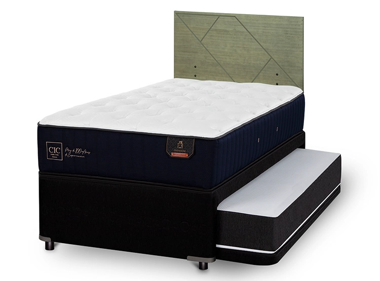 JUEGO DE DORMITORIO CIC CAMA DIVAN PREMIUM 1.5 PLAZAS NEGRO + RESPALDO VILLARRICA OLIVO - 2