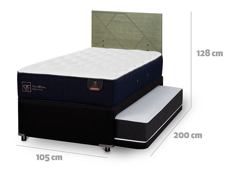 JUEGO DE DORMITORIO CIC CAMA DIVAN PREMIUM 1.5 PLAZAS NEGRO + RESPALDO VILLARRICA OLIVO - 3