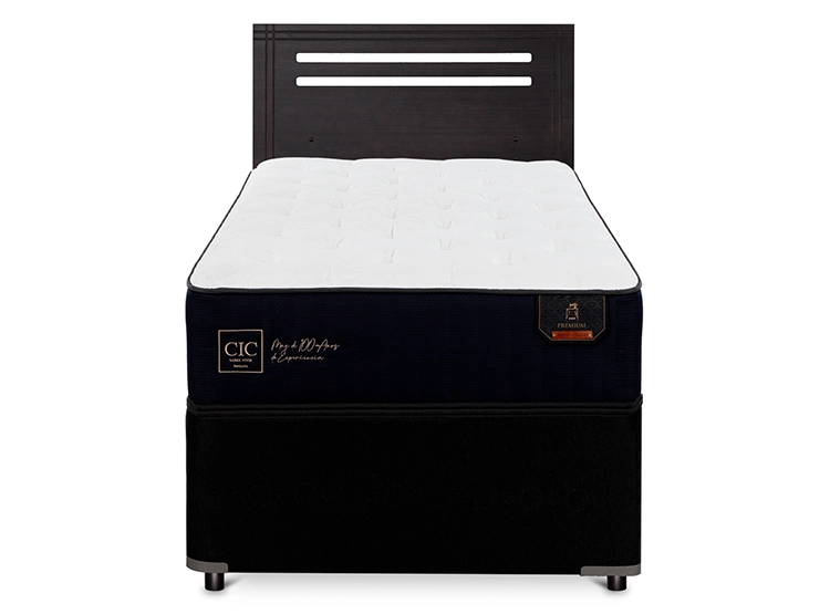 JUEGO DE DORMITORIO CIC CAMA DIVAN PREMIUM 1.5 PLAZAS NEGRO + RESPALDO MUNICH - 1