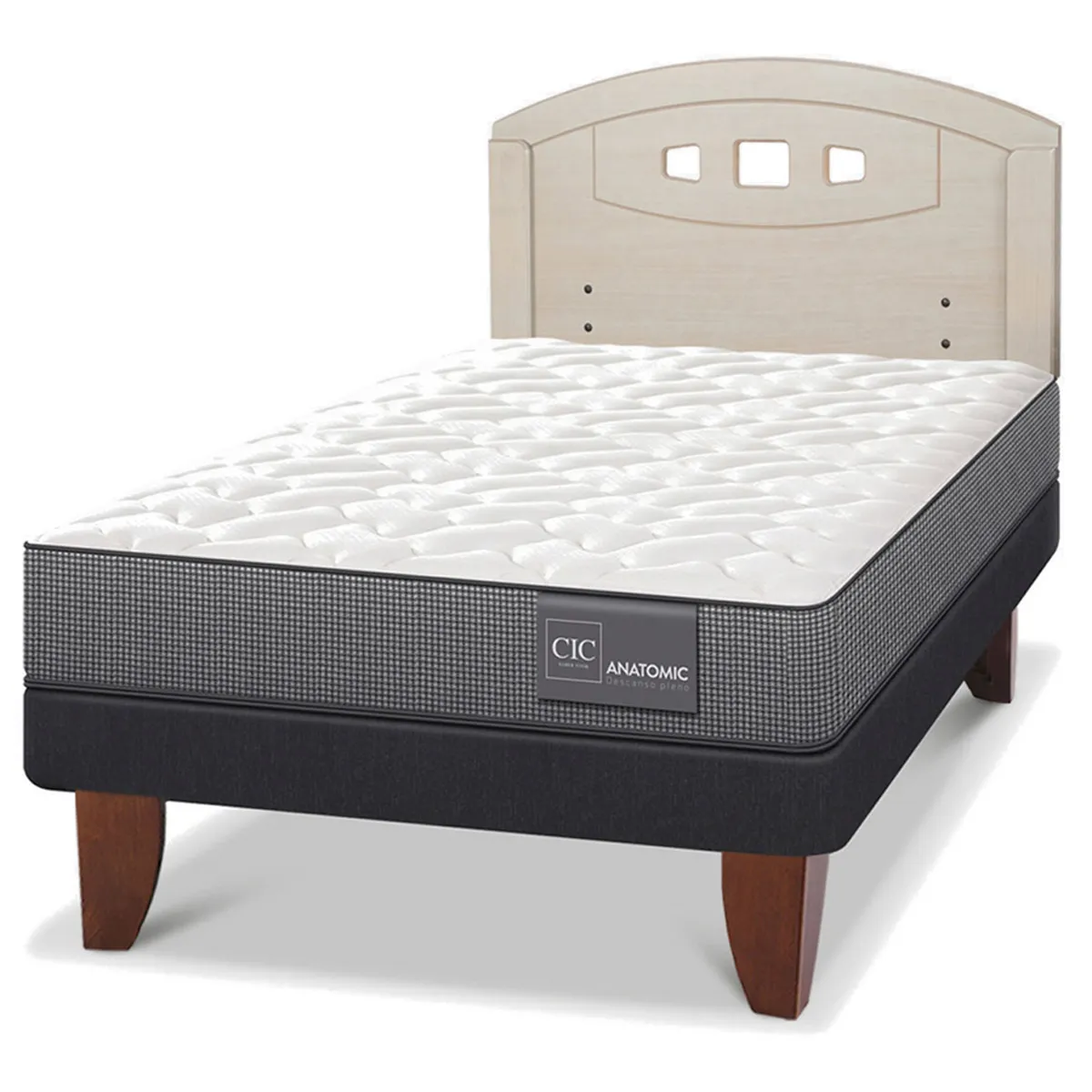 JUEGO DE DORMITORIO CIC CAMA EUROPEA ANATOMIC 1.5 PLAZAS + RESPALDO GALES ALPINO - 2