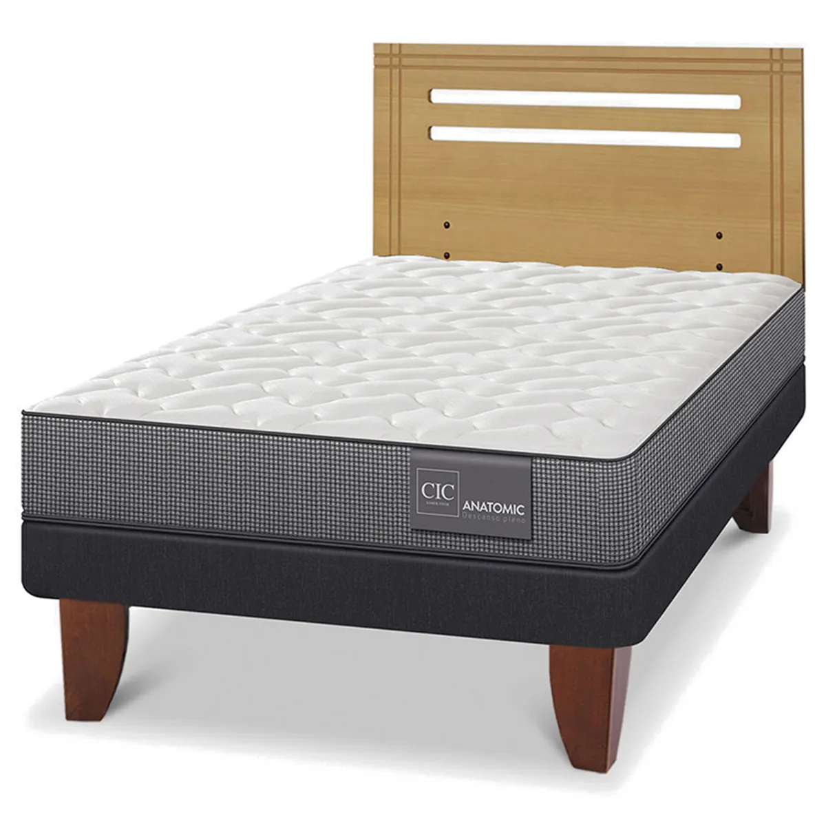 JUEGO DE DORMITORIO CIC CAMA EUROPEA ANATOMIC 1.5 PLAZAS + RESPALDO MUNICH MOSTAZA - 2