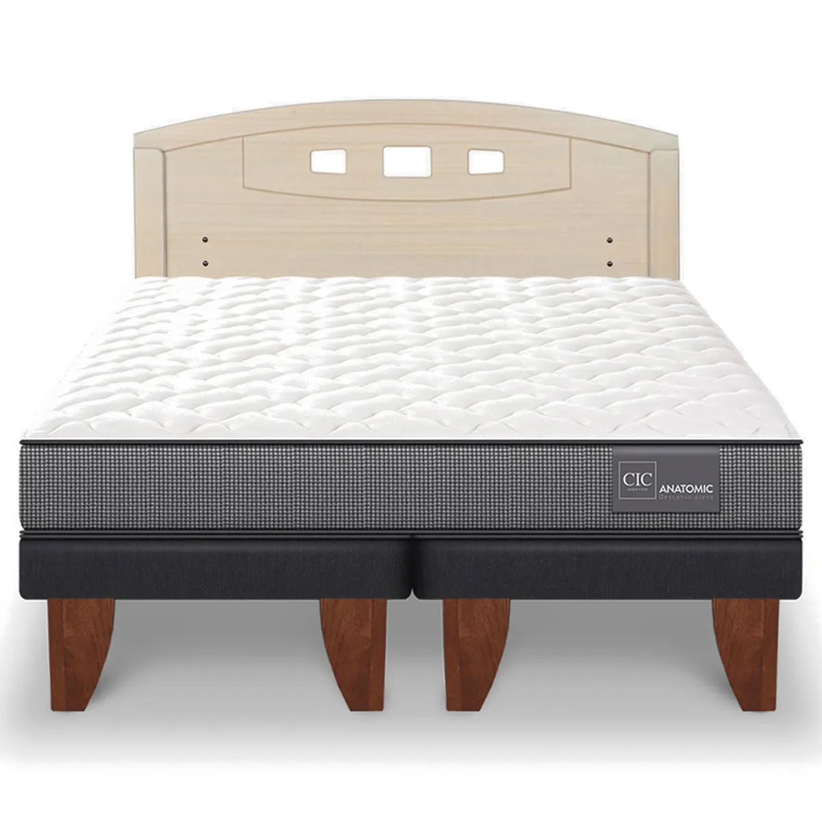 JUEGO DE DORMITORIO CIC CAMA EUROPEA ANATOMIC BD 2 PLAZAS + RESPALDO GALES ALPINO - 1
