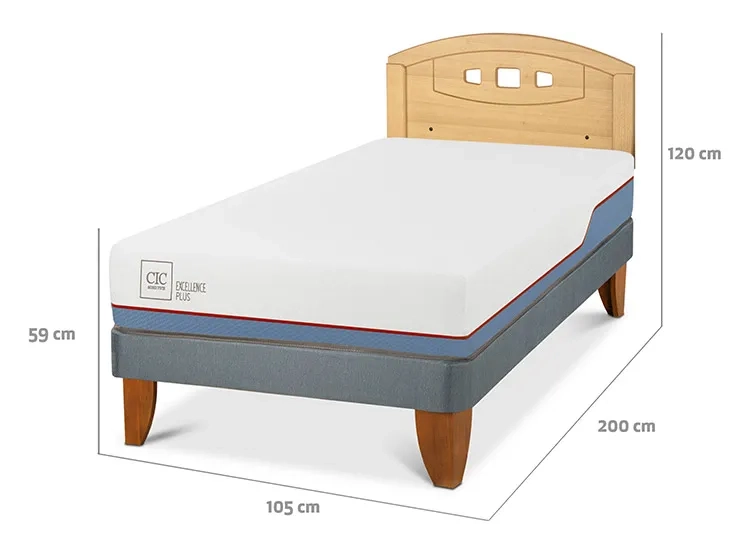 JUEGO DE DORMITORIO CIC CAMA EUROPEA EXCELLENCE PLUS 1.5 PLAZAS + RESPALDO GALES MOSTAZA - 3