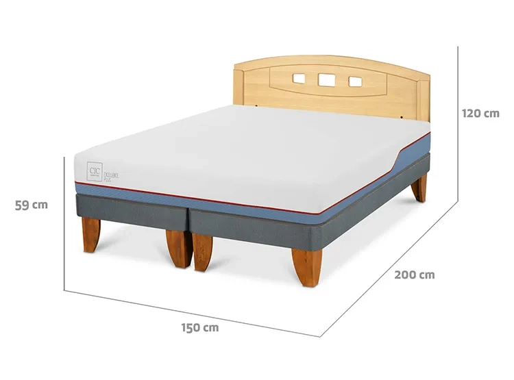JUEGO DE DORMITORIO CIC CAMA EUROPEA EXCELLENCE PLUS BD 2 PLAZAS + RESPALDO GALES MOSTAZA - 3