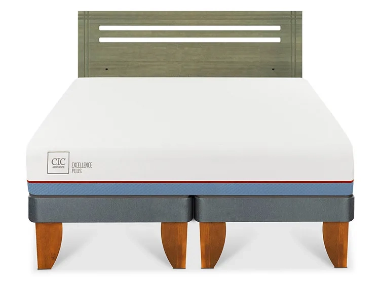 JUEGO DE DORMITORIO CIC CAMA EUROPEA EXCELLENCE PLUS BD 2 PLAZAS + RESPALDO MUNICH OLIVO - 1