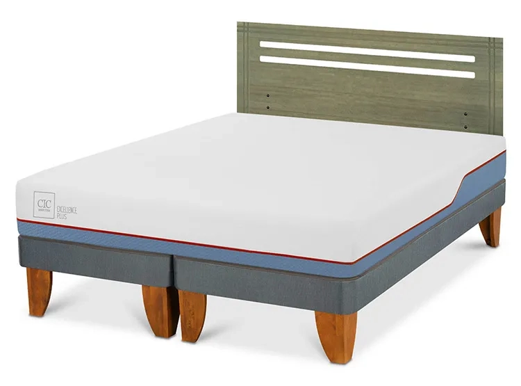 JUEGO DE DORMITORIO CIC CAMA EUROPEA EXCELLENCE PLUS BD 2 PLAZAS + RESPALDO MUNICH OLIVO - 2