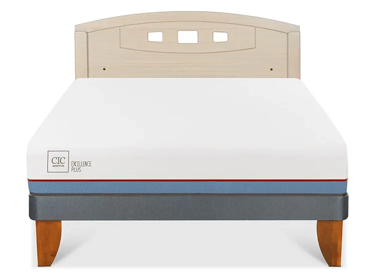 JUEGO DE DORMITORIO CIC CAMA EUROPEA EXCELLENCE PLUS BN 2 PLAZAS + RESPALDO GALES ALPINO - 1