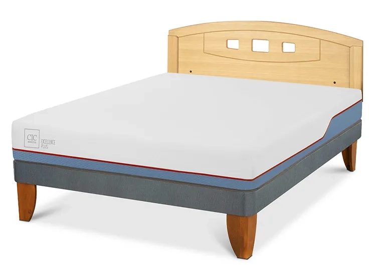 JUEGO DE DORMITORIO CIC CAMA EUROPEA EXCELLENCE PLUS BN 2 PLAZAS + RESPALDO GALES MOSTAZA - 2