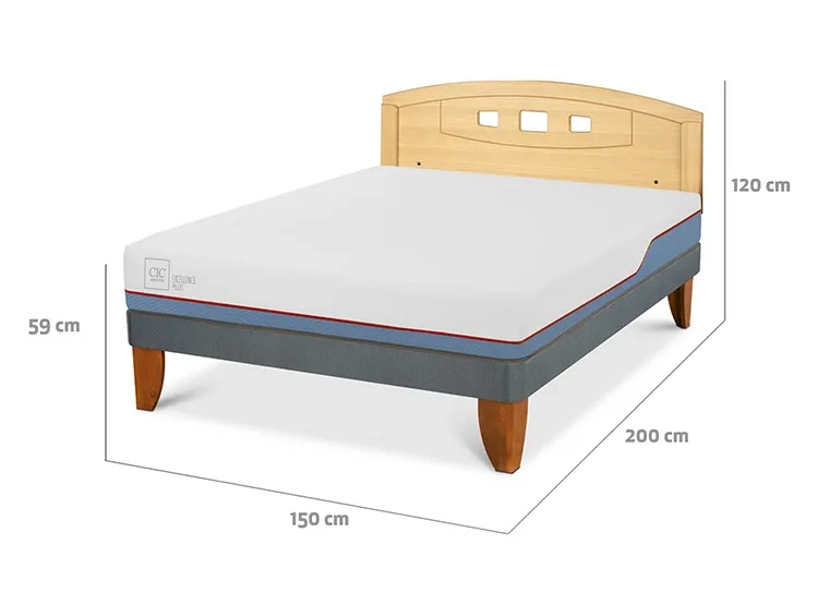 JUEGO DE DORMITORIO CIC CAMA EUROPEA EXCELLENCE PLUS BN 2 PLAZAS + RESPALDO GALES MOSTAZA - 3