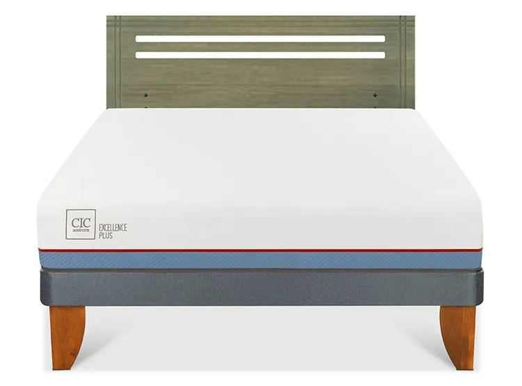 JUEGO DE DORMITORIO CIC CAMA EUROPEA EXCELLENCE PLUS BN 2 PLAZAS + RESPALDO MUNICH OLIVO - 1