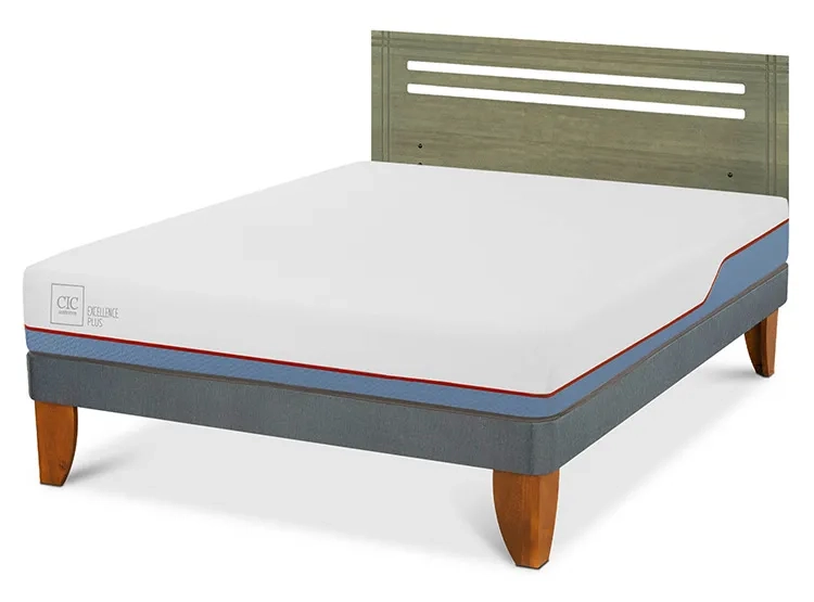JUEGO DE DORMITORIO CIC CAMA EUROPEA EXCELLENCE PLUS BN 2 PLAZAS + RESPALDO MUNICH OLIVO - 2