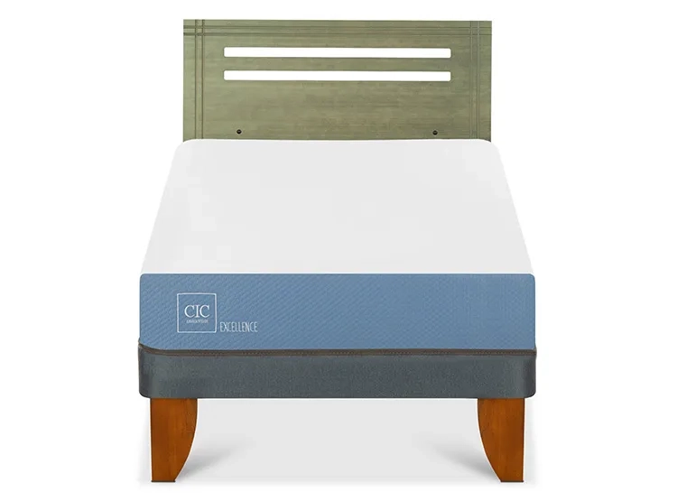 JUEGO DE DORMITORIO CIC CAMA EUROPEA EXCELLENCE 1.5 PLAZAS + RESPALDO MUNICH OLIVO - 1