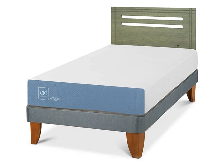 JUEGO DE DORMITORIO CIC CAMA EUROPEA EXCELLENCE 1.5 PLAZAS + RESPALDO MUNICH OLIVO - 2
