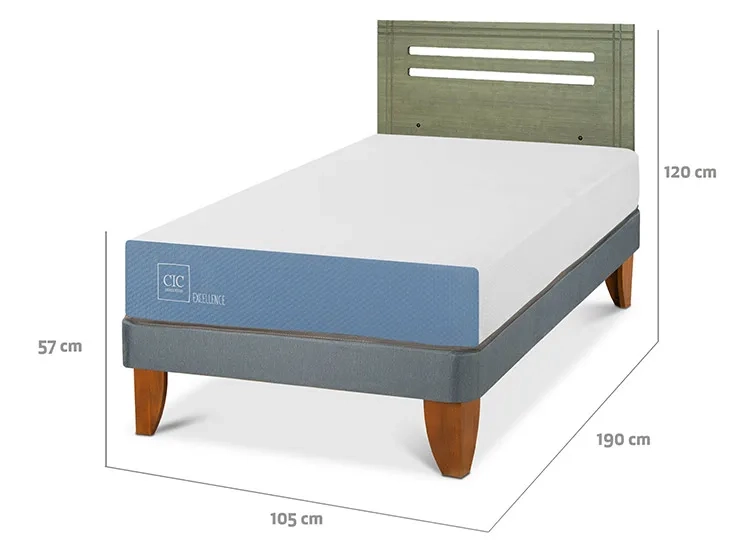 JUEGO DE DORMITORIO CIC CAMA EUROPEA EXCELLENCE 1.5 PLAZAS + RESPALDO MUNICH OLIVO - 3